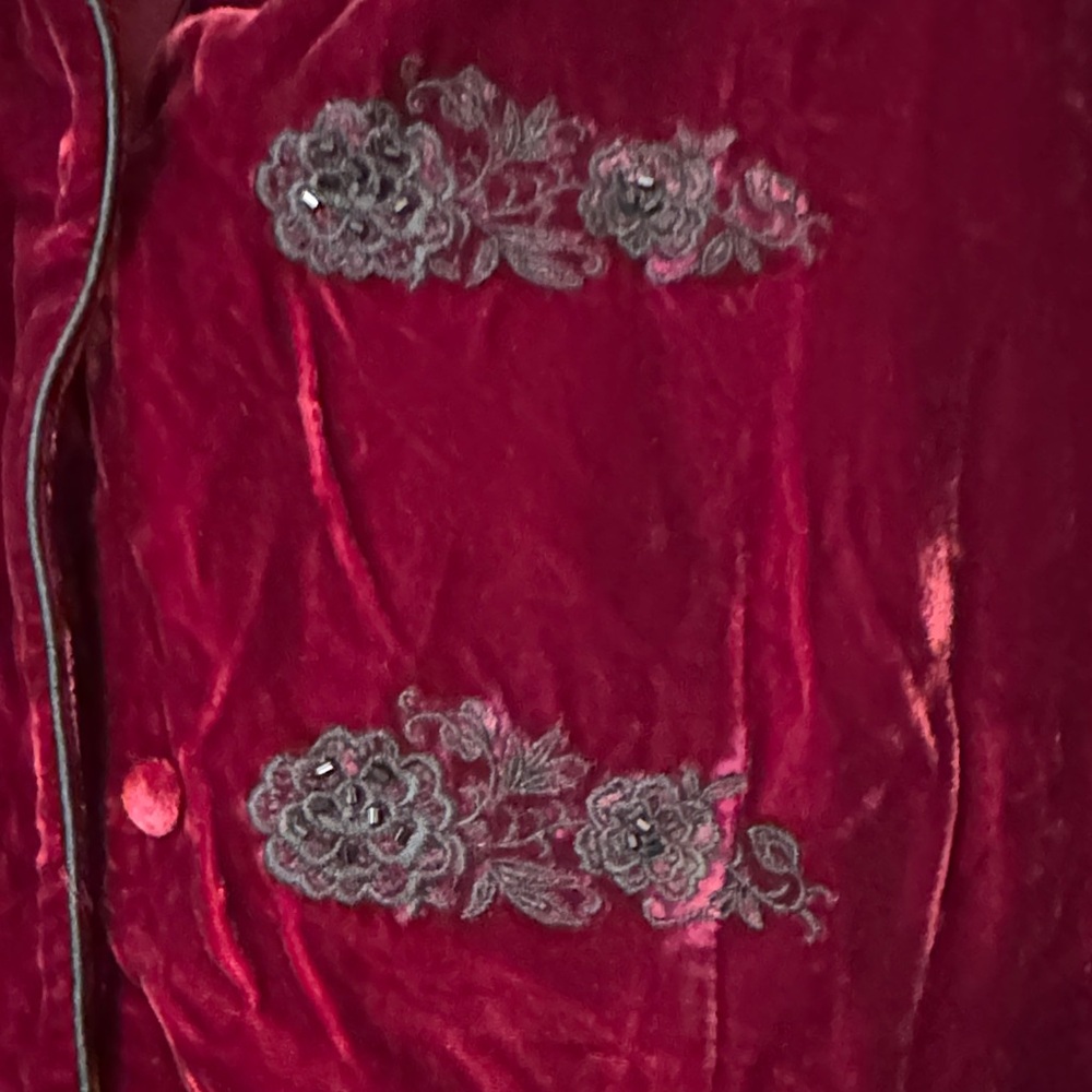 Alexandra Bartlett Velvet Maroon Blazer Silk - Picture 3 of 8